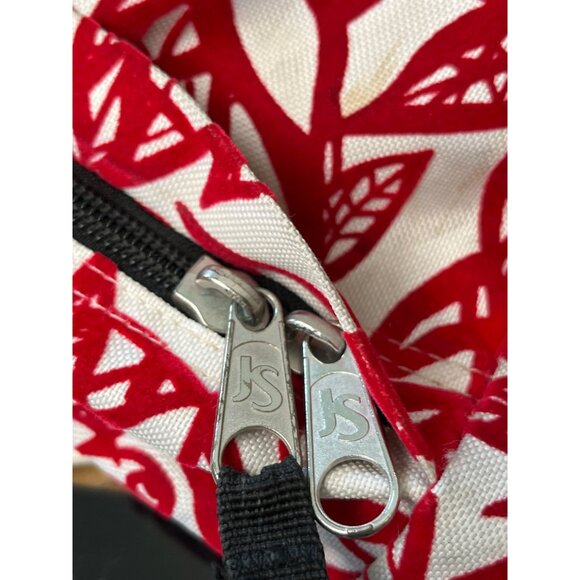 Jansport Red & White Floral Pattern Backpack With Front Pocket & Padded Straps - Picture 10 of 10